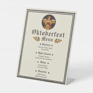 Oktoberfest Bavarian Editable Vintage Buffet Menu Pedestal Sign