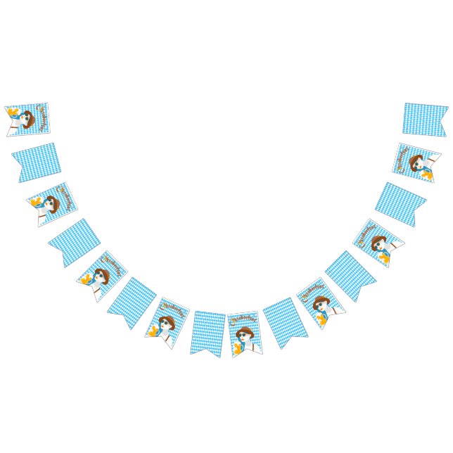Oktoberfest Bavarian Lady & Blue White Rhombus Bunting (All)