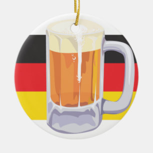 Oktoberfest Beer and German Flag Ceramic Tree Decoration