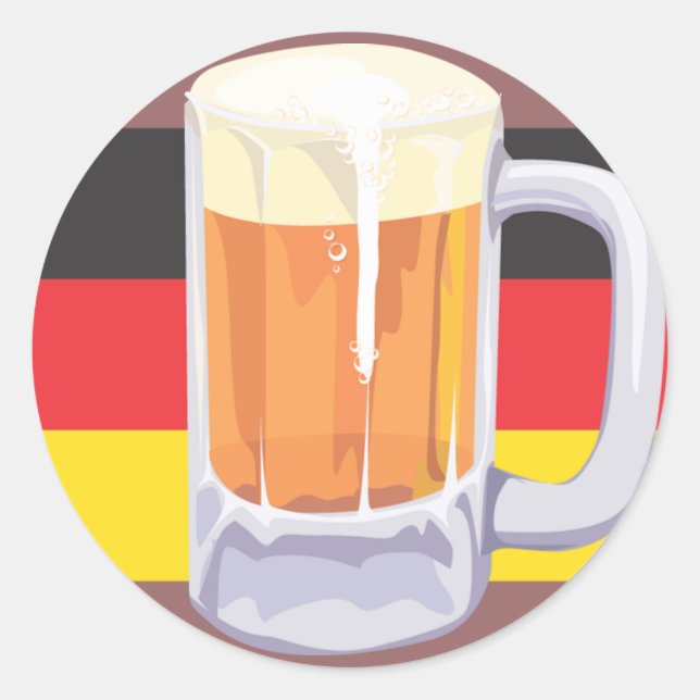 Oktoberfest Beer and German Flag Classic Round Sticker (Front)