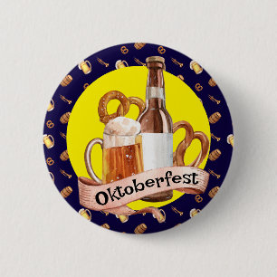 Oktoberfest Beer And Pretzels 6 Cm Round Badge