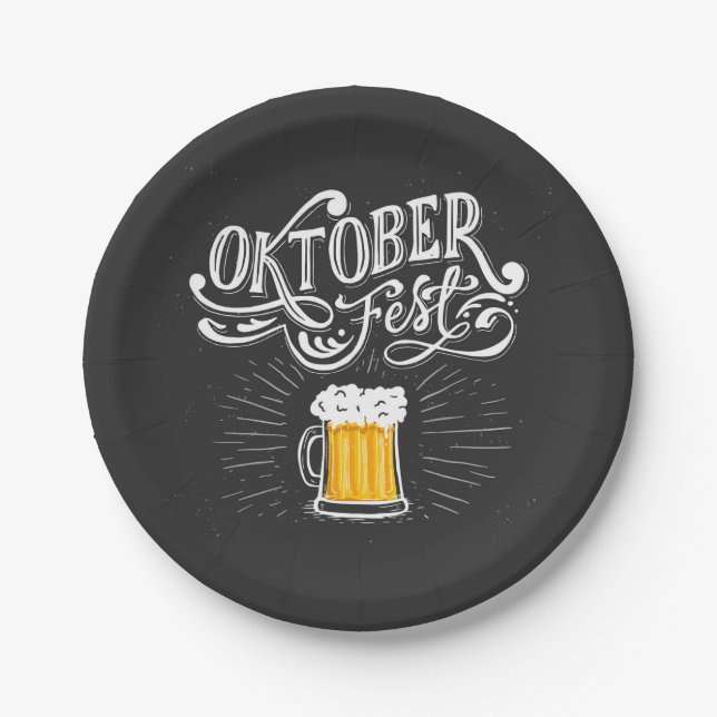 Oktoberfest Beer Bavarian Folk Festival Paper Plate (Front)