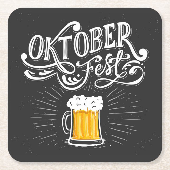 Oktoberfest Beer Bavarian Folk Festival Square Paper Coaster (Front)