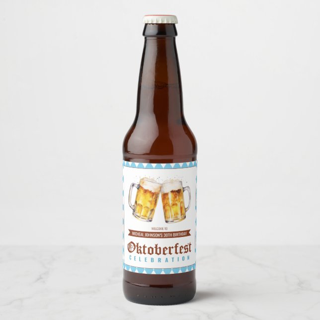 Oktoberfest Beer Birthday Party  Beer Bottle Label (Front)