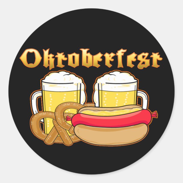 Oktoberfest Beer Bratwurst Pretzel Classic Round Sticker (Front)
