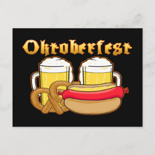 Oktoberfest Beer Bratwurst Pretzel Postcard