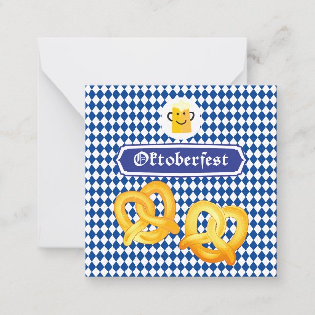 OKTOBERFEST beer festival Bavarian flag blue Card (Front)
