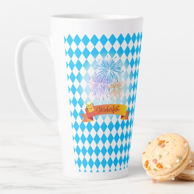 OKTOBERFEST beer festival Blue Bavarian flag Latte Mug (In Situ)