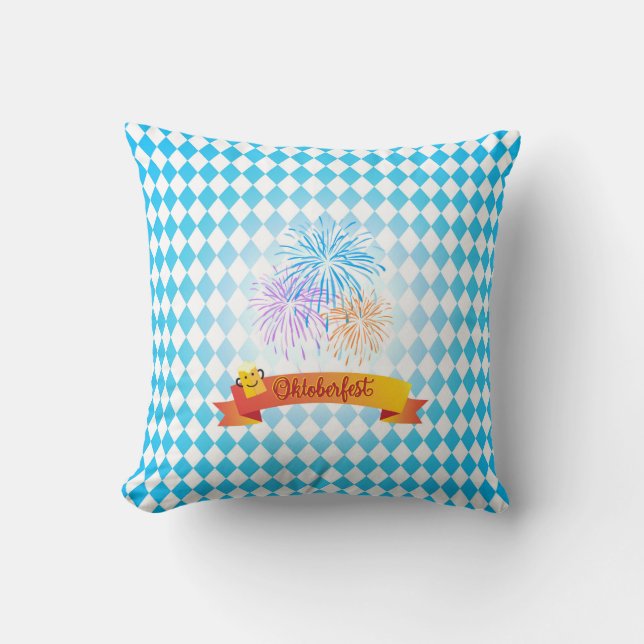 OKTOBERFEST beer festival decoration Blue pattern Cushion (Front)