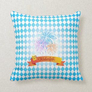 OKTOBERFEST beer festival decoration Blue pattern Cushion
