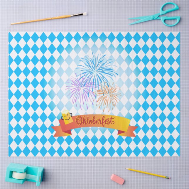 OKTOBERFEST beer festival decoration Blue pattern  Tissue Paper (Craft)
