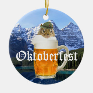 Oktoberfest Beer Festival Party Animal Ceramic Tree Decoration