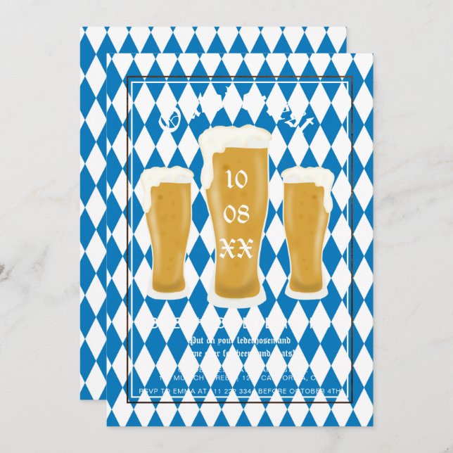 Oktoberfest beer festival typography Bavarian Invitation (Front/Back)