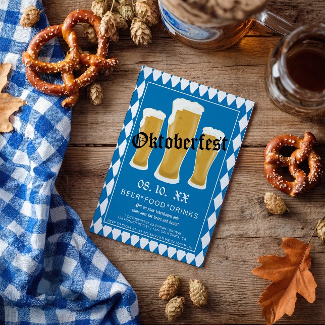Oktoberfest beer festival typography blue Bavarian Invitation (Oktoberfest beer festival typography blue Bavarian Invitation)