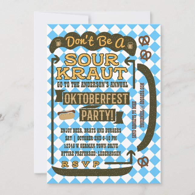 Oktoberfest Beer Funny October Drinking Party Invitation (Front)