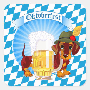 Oktoberfest Beer Hound Square Sticker