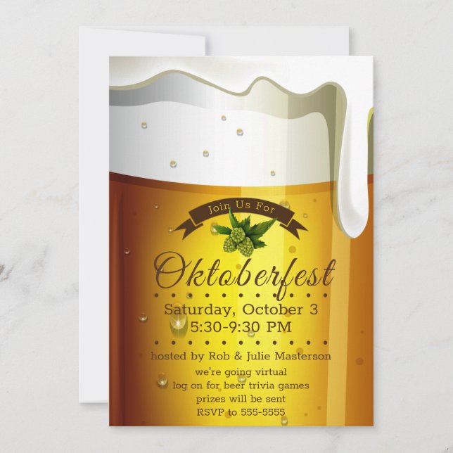 Oktoberfest Beer Mug Virtual Invitation (Front)