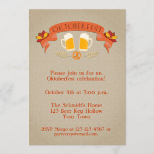 Oktoberfest Beer Mugs and Banner Invitation