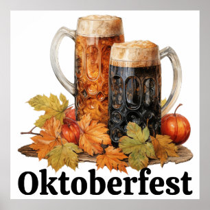 Oktoberfest Beer Mugs Art Poster
