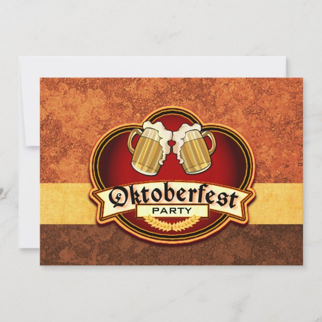 Oktoberfest Beer Party Double Mug Toast Custom Invitation (Front)
