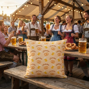 Oktoberfest Beer& Pretzel Pattern Cushion
