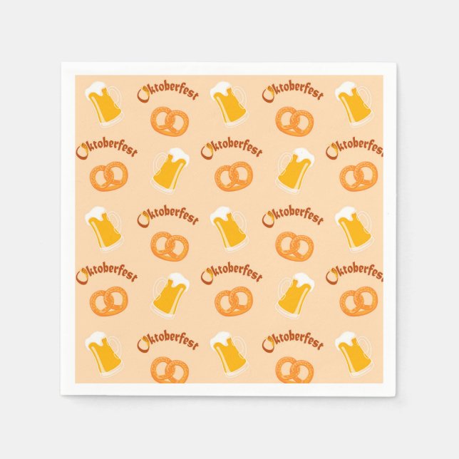 Oktoberfest Beer&Pretzel Pattern  Napkin (Front)