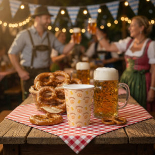 Oktoberfest Beer&Pretzel Pattern Paper Cups