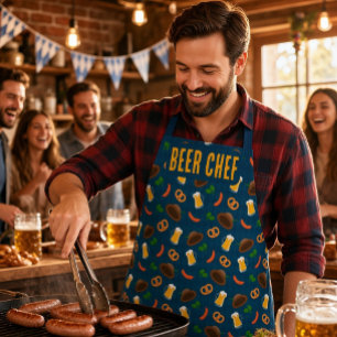 Oktoberfest Beer, Pretzel & Sausage Pattern Apron