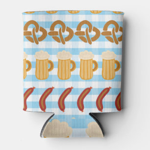 Oktoberfest: beer, pretzel, sausage pattern can cooler