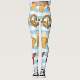 Oktoberfest: beer, pretzel, sausage pattern leggings