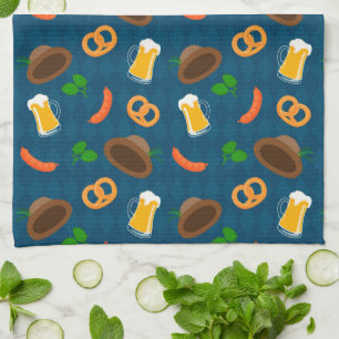 Oktoberfest Beer, Pretzels & Sausages Bavarian Tea Towel