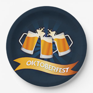 Oktoberfest Beer Steins Celebrations Party 9" Paper Plate