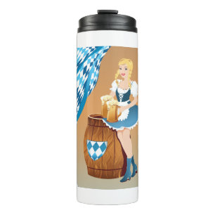 oktoberfest blonde beer girl thermal tumbler