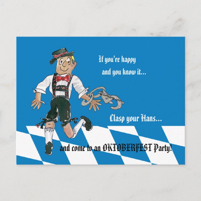 Oktoberfest Blue Party Invitation Postcard (Front)