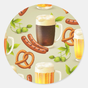 Oktoberfest Brats & Beers Classic Round Sticker