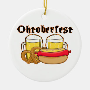 Oktoberfest Bratwurst & Beer Ceramic Tree Decoration