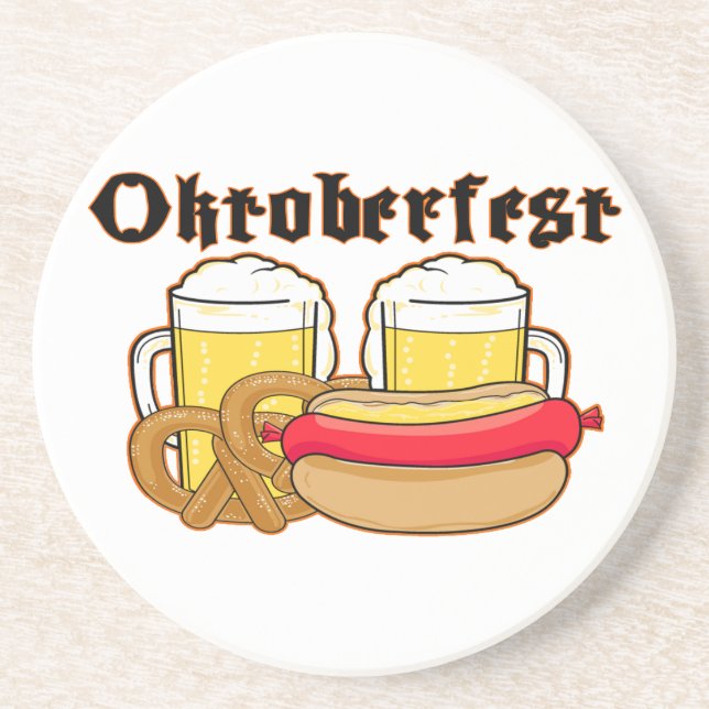 Oktoberfest Bratwurst & Beer Coaster (Front)