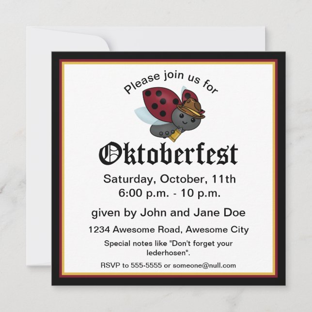 Oktoberfest Bug Party Invitation (Front)