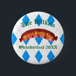 Oktoberfest Buttons - Wurst Party Ever<br><div class="desc">Roll out the barrel for a quick tap—invite your friends over to hoist some steins and join you in ein prosit (or maybe zwei). A party is brewing! Add your custom wording to this design by using the "Edit this design template" boxes on the right hand side of the item,...</div>