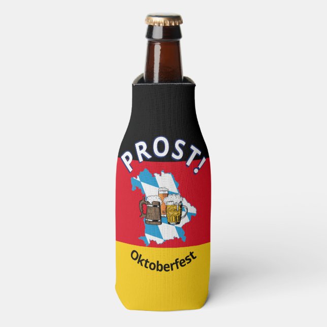OKTOBERFEST Cartoon Beers Germany Bavaria PROST Bottle Cooler (Bottle Front)