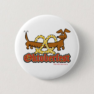 Oktoberfest-Cartoon-Pretzel-Doxie 6 Cm Round Badge