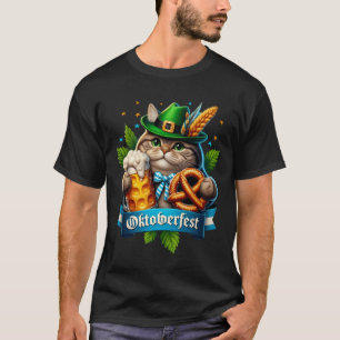 Oktoberfest Cat Bavarian Beer Pretzel Hat German F T-Shirt