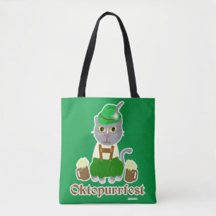 Oktoberfest Cat Cartoon Art Fun Festival  Tote Bag