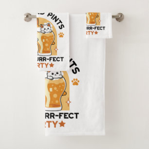 Oktoberfest Cat Party Paws and Pints Bath Towel Set