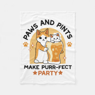 Oktoberfest Cat Party Paws and Pints Fleece Blanket