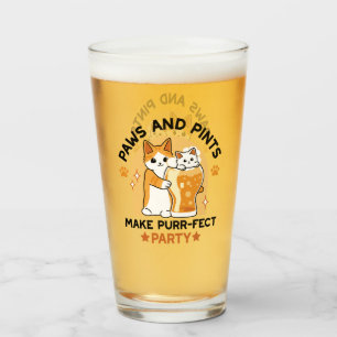 Oktoberfest Cat Party Paws and Pints Glass
