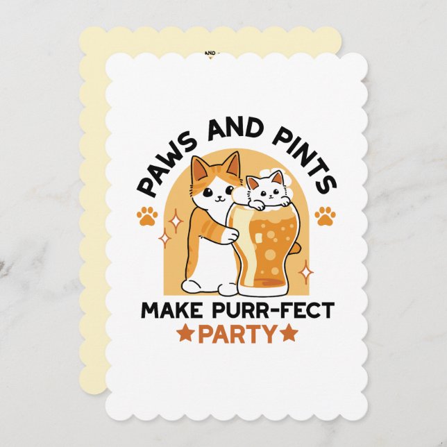 Oktoberfest Cat Party Paws and Pints Holiday Card (Front/Back)