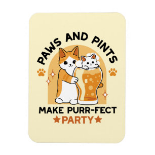 Oktoberfest Cat Party Paws and Pints Magnet