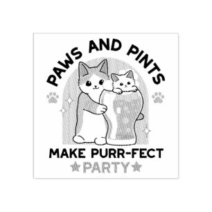 Oktoberfest Cat Party Paws and Pints Rubber Stamp