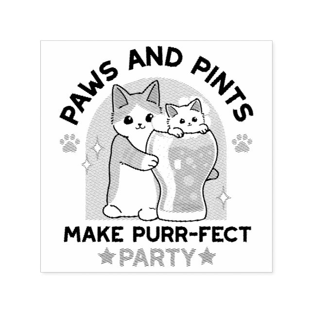 Oktoberfest Cat Party Paws and Pints Self-inking Stamp (Design)
